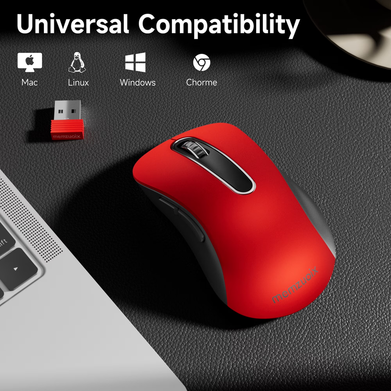 2.4GHz Wireless Mouse 1200 DPI 5 Button USB Receiver for PC Laptop Red6