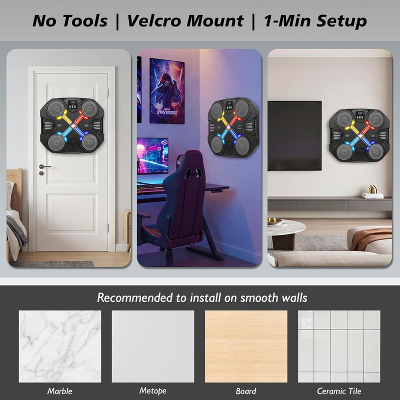 Music Boxing Machine Bluetooth Punching Target Wall Mount w/ Gloves Toy5