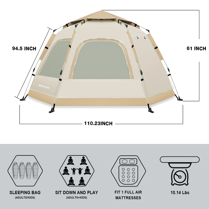 4 6 Person Camping Tent Instant Setup Carry Bag Outdoor Hiking Tent5