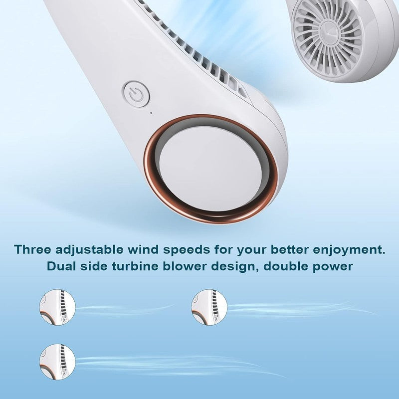 Portable Neck Fan - Rechargeable Bladeless Hands-Free Cooling for All (White)2
