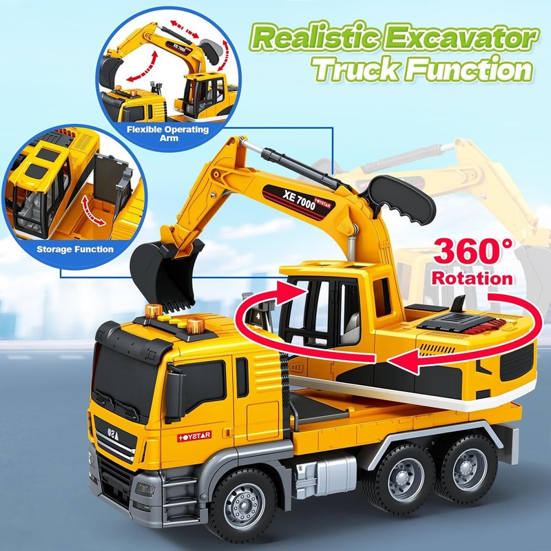 Large Excavator Truck Toy, 3 4 5 6 Year Old Boys Toddlers Toy Truck, Lights & So3