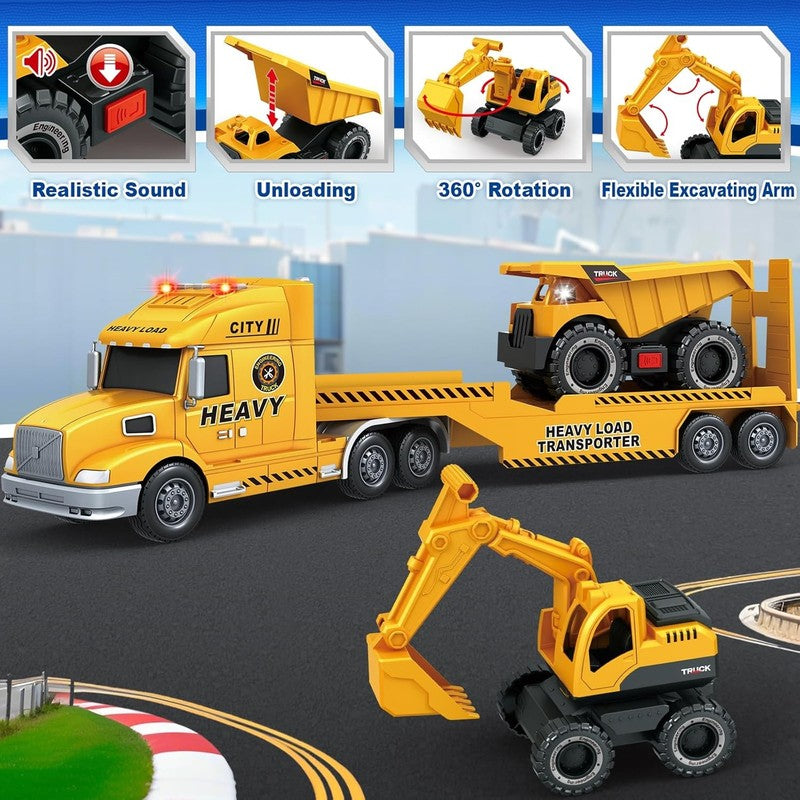 3 4 5 6 Toddler Boy Toys, 25" Construction Carrier Truck Vehicle Car, Boys Car T4