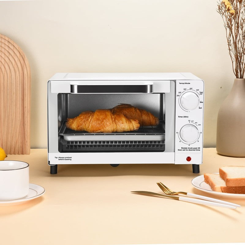 4-Slice Countertop Toaster Oven with Bake Pan & Rack, 3 Settings, White6