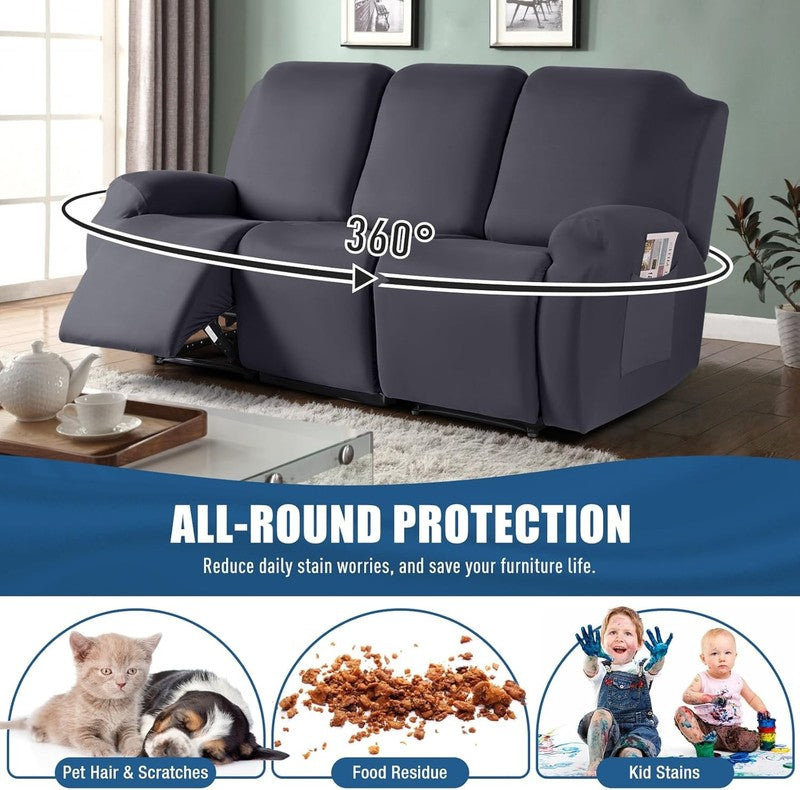 Recliner Sofa Slipcover, 3 Pieces Polyester Fabric Stretch Sofa Covers for 3 Sea2