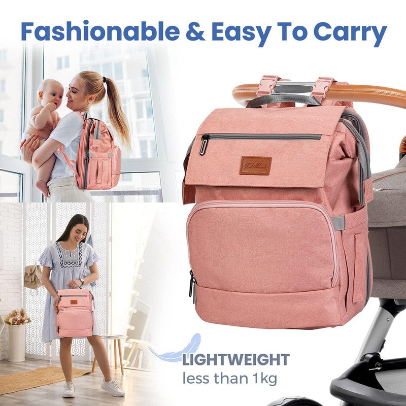 Pink Baby Diaper Bag Backpack Large Waterproof w/ Changing Pad Cute Girl5