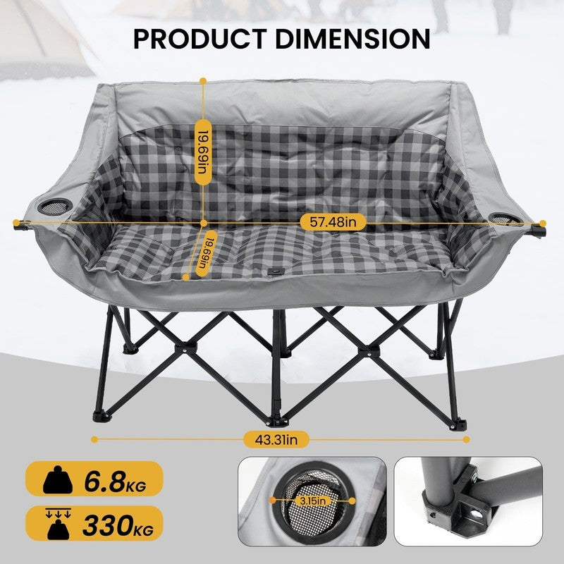 Oversized Double Camping Chair - 2-Person Heavy Duty Folding Chairs for Outdoor 4