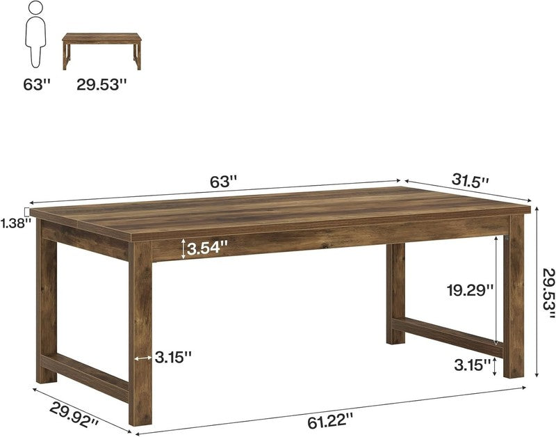 63x31.5'' Modern Computer Desk Large Office Writing Desk Brown Wood1