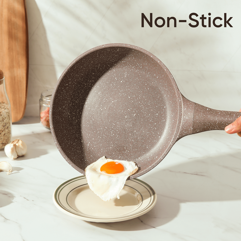 Non Stick Pots and Pans Set, 7Pcs Induction Kitchen Cookware Sets (Brown)2