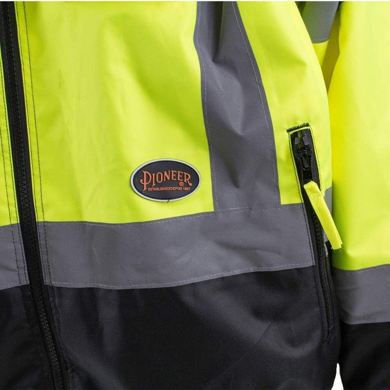 Hi Vis Safety Bomber for Men   Waterproof, Reflective ANSI Class 3 Winter Rain J9