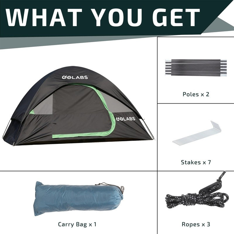 Golabs CT1 2 Person Dome Tent for 2 Adults, Easy Setup Waterproof Lightweight Al4