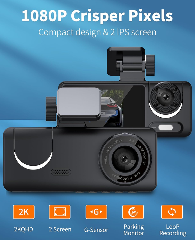 Dual Channel Dash Cam with WiFi, Night Vision, 170° Wide Angle & G Sensor1