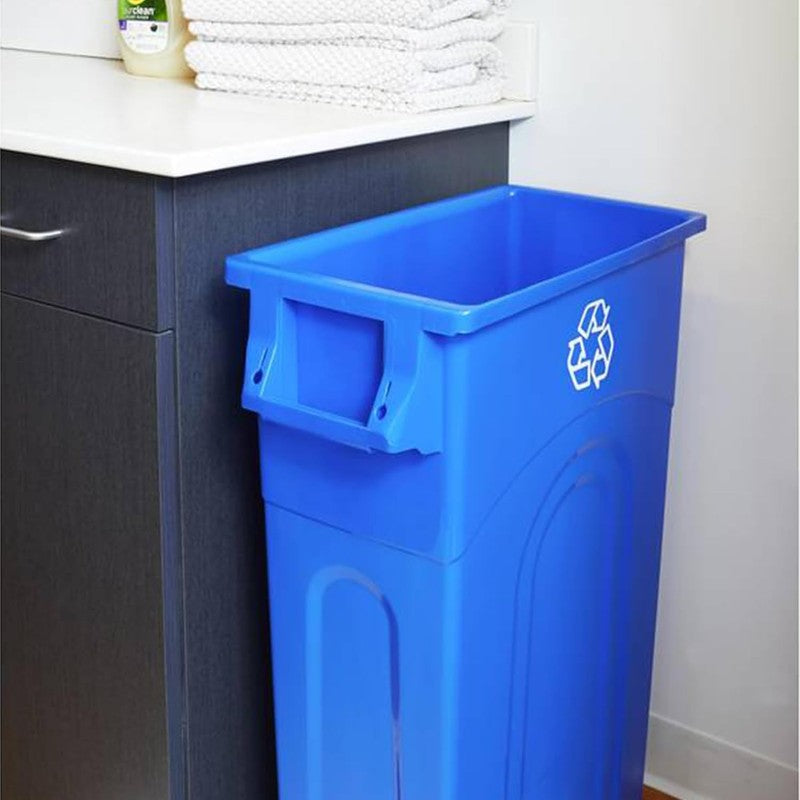 Highboy 23 Gal Blue Recycling Bin Slim Space Saving Indoor/Outdoor Use 2 Pack4