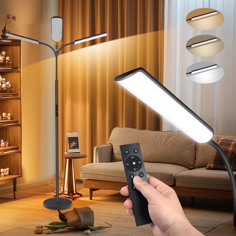 LED Dimmable Floor Lamp w/ Remote & Touch, 3 Colors, Black Modern Standing Lamp9
