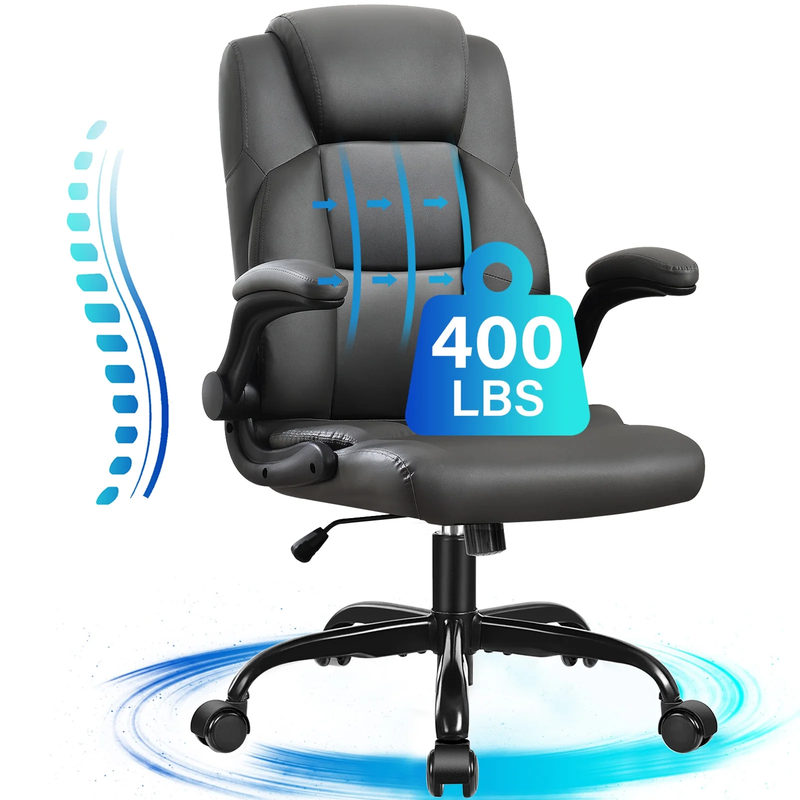 Leather Office Chair, Big and Tall Office Chair 400LBS Wide Seat Ergonomic Compu0