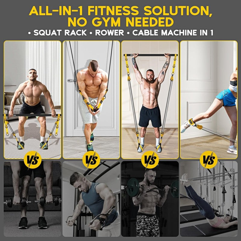 Portable Pilates Bar Kit w/ Resistance Bands Adjustable Home Gym Full Body2