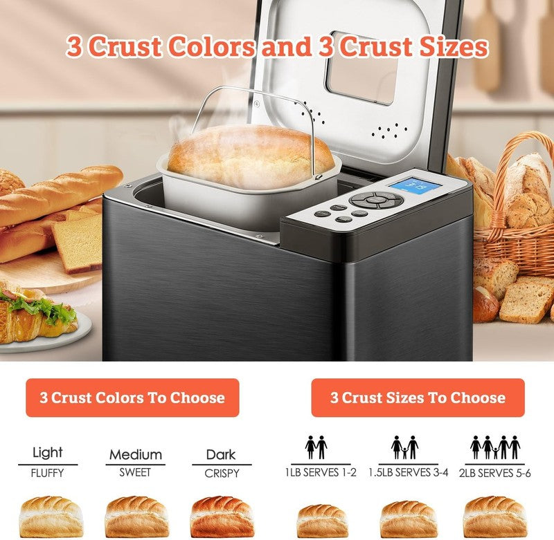19-in-1 Bread Maker 2LB 650W w/ Ceramic Pan Gluten Free Timer2