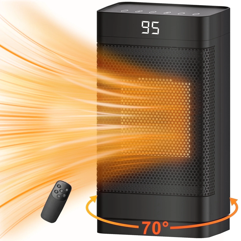 1500W Space Heater, Portable Electric w/ Remote, Oscillating, Timer, Indoor Use8
