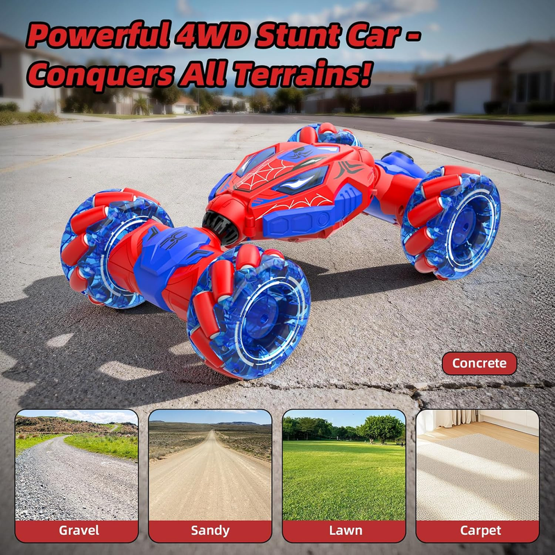 RC Stunt Car 4WD Gesture Control 360° Double Sided Lights Music Spray Toy4