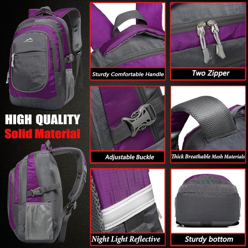 15.6" Laptop Backpack College Travel Business Hiking Multi-Compartment Purple2