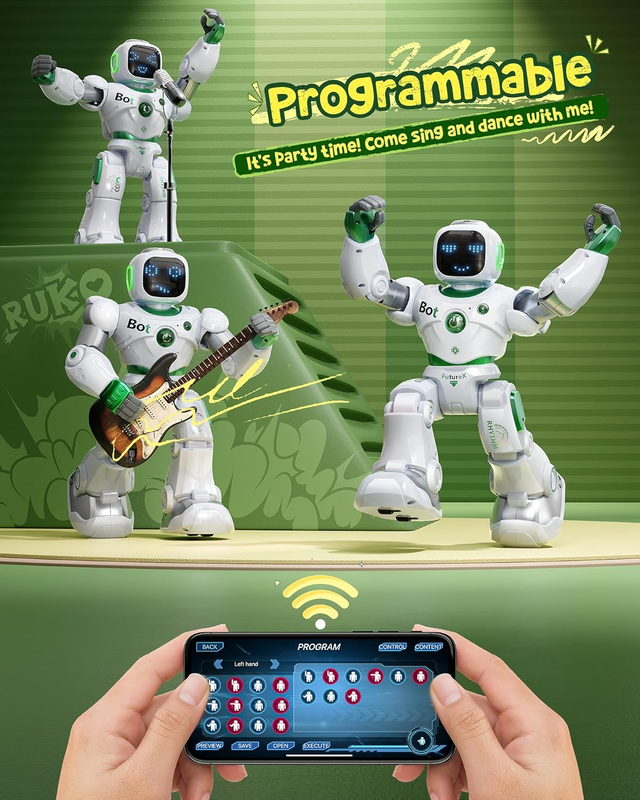 Green Programmable RC Robot Toy for Kids STEM Remote Control Educational2