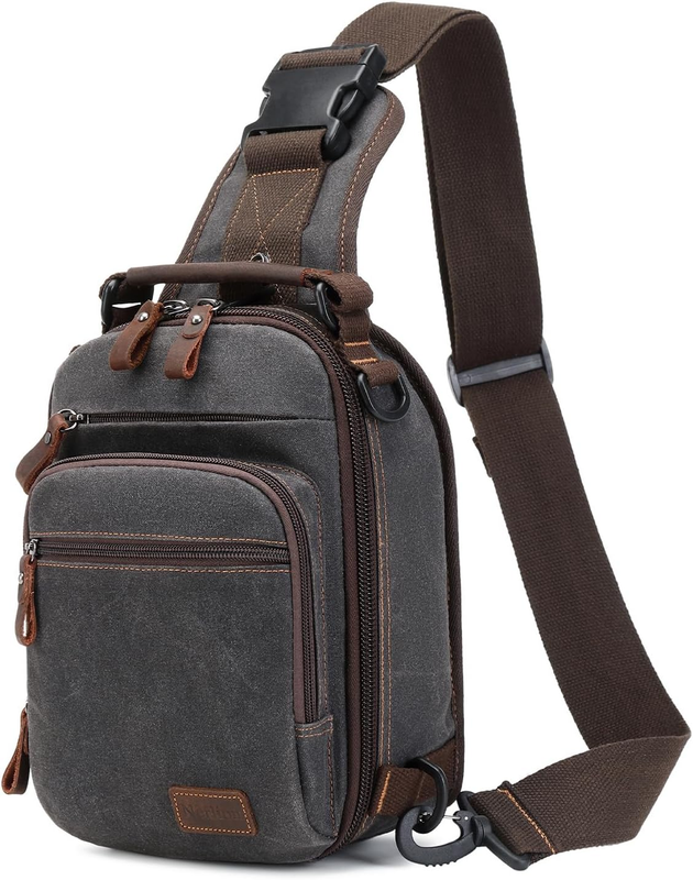 Nerlion Sling Bag Men Waxed Canvas Crossbody Chest Bag Water Resistant Daypack9