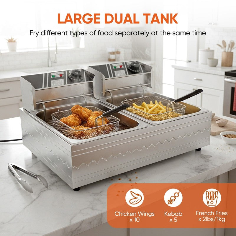 Commercial Deep Fryer with Basket 12L 5000W Professional Electric Countertop Dee5