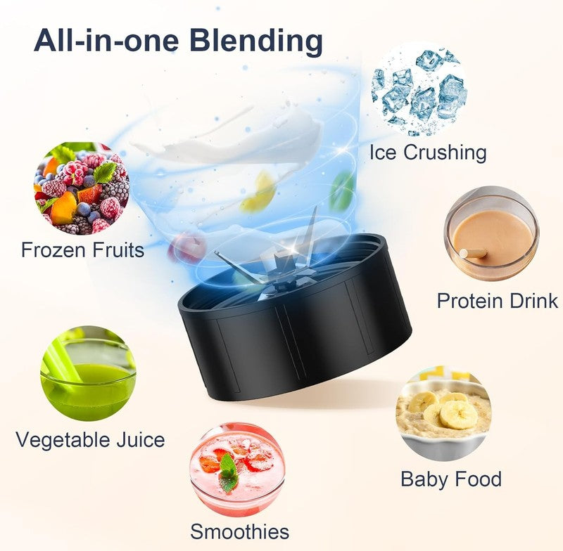 900W Personal Smoothie Blender w/ 2x22Oz Cups Single Serve Mixer Grey Blue4