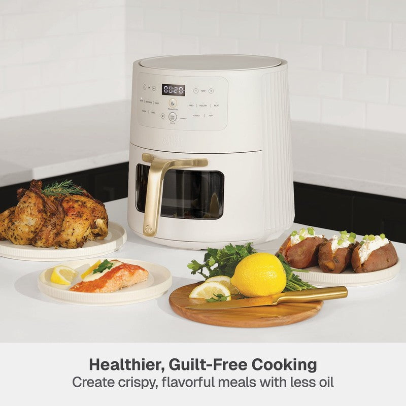 6QT Air Fryer, with Thymecrisp and Ceramic-Coated Nonstick Basket, Sand White3