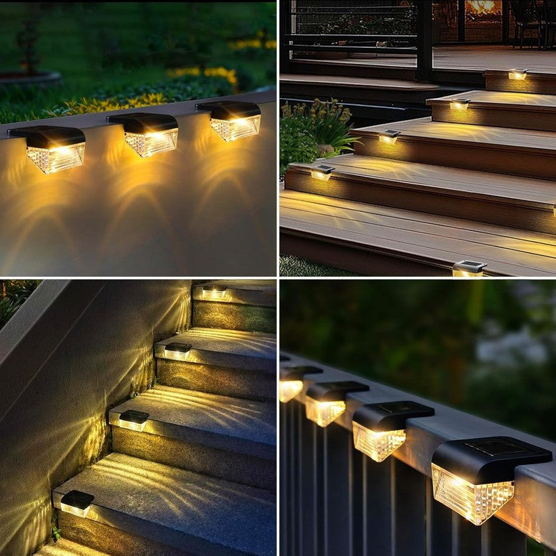 8 Pack Solar Fence Lights   Warm White LED Outdoor Waterproof Step Lights3