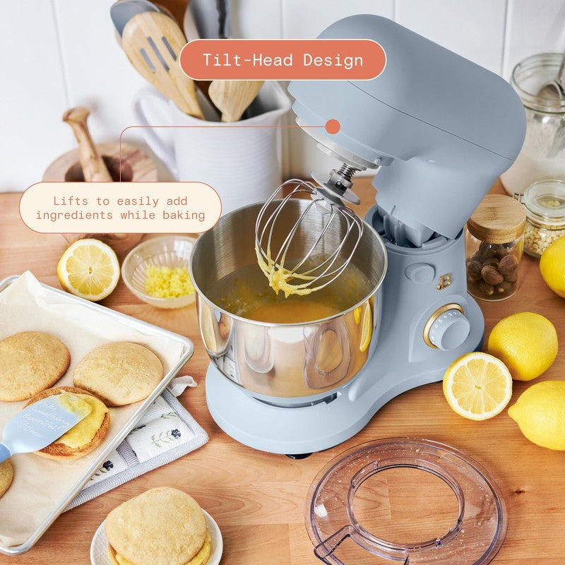 3.5 Qt Stand Mixer Cornflower Blue w/ Flat Beater Dough Hook & Whisk4