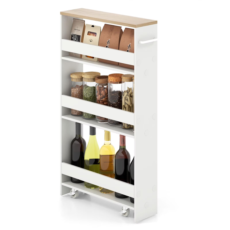 4 Tier Slim Rolling Storage Cart w/ Handle, Space Saving for Kitchen & Laundry9