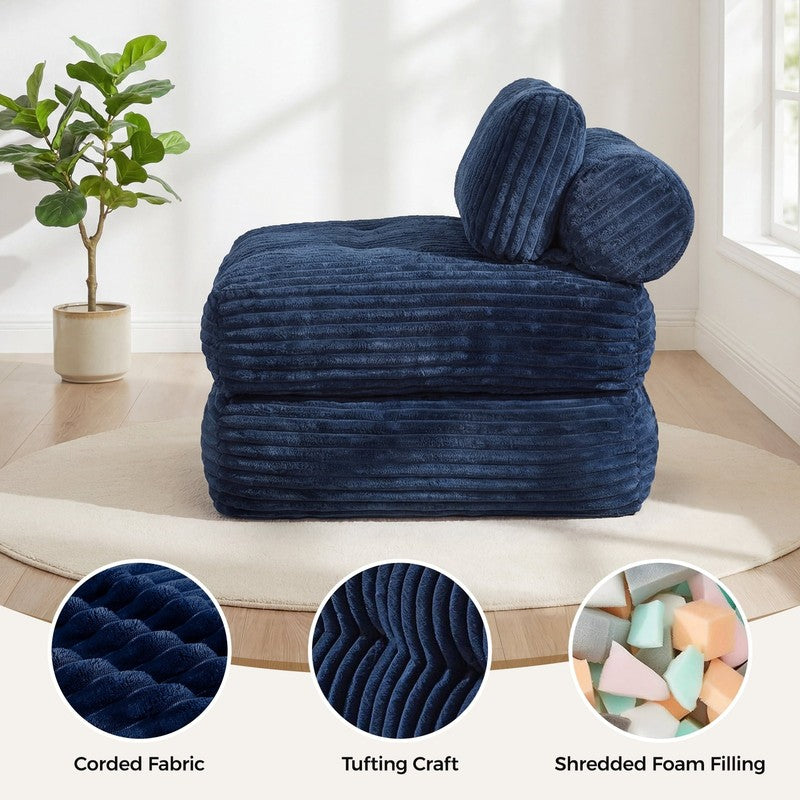 Single Corduroy Convertible Sleeper Sofa   Folding, Pillow Included, Back Suppor2