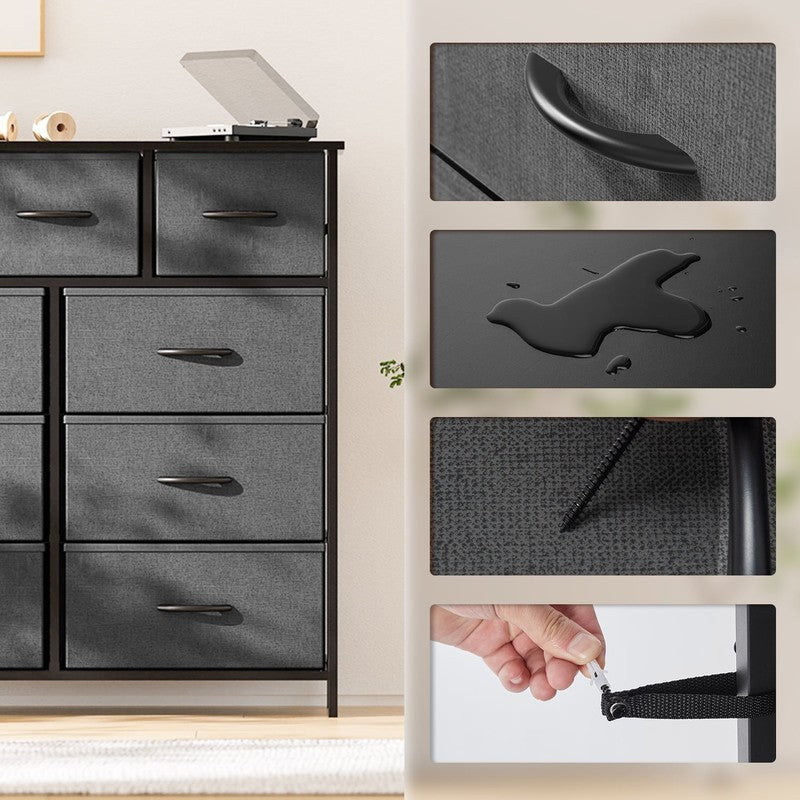 Fabric Dresser for Bedroom 9 Drawer, Grey7