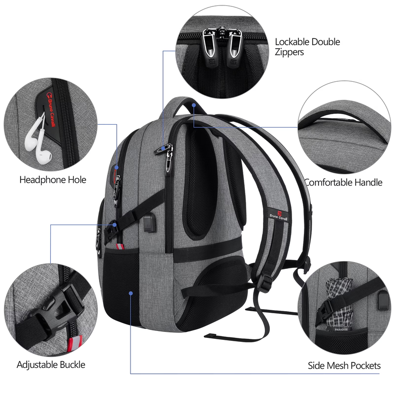 Laptop Backpack USB Charging Port Water Resistant Business Work Bag Men2