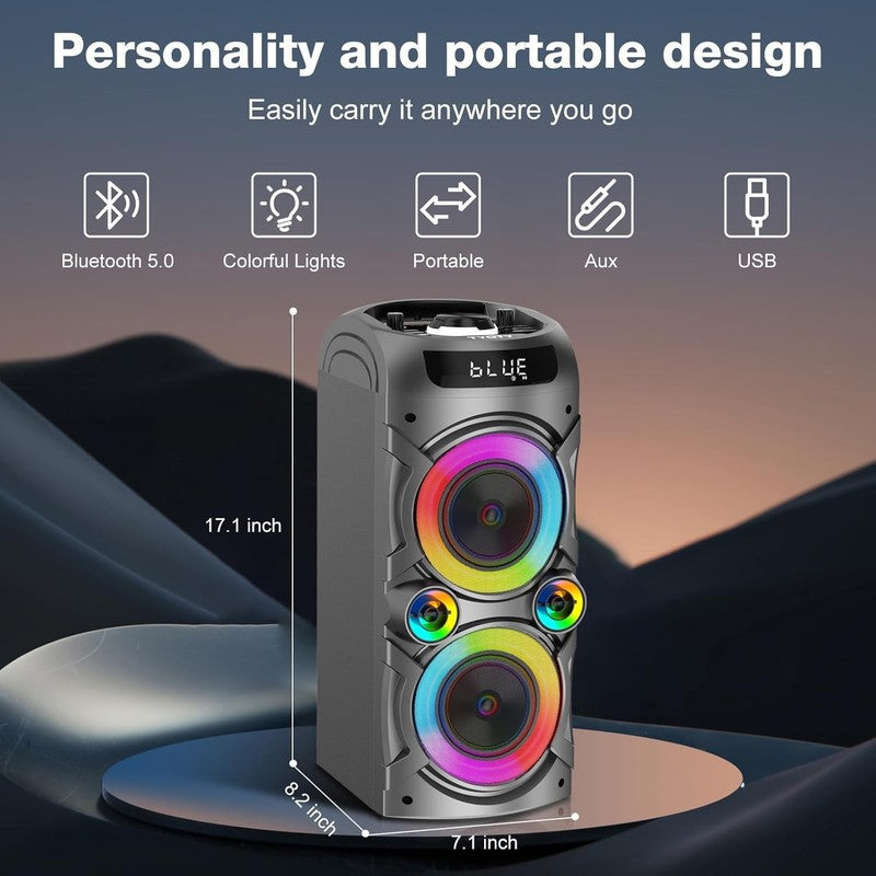 100W Bluetooth Speaker, Loud Boombox, TWS, Deep Bass, LED, Outdoor/Home Use1