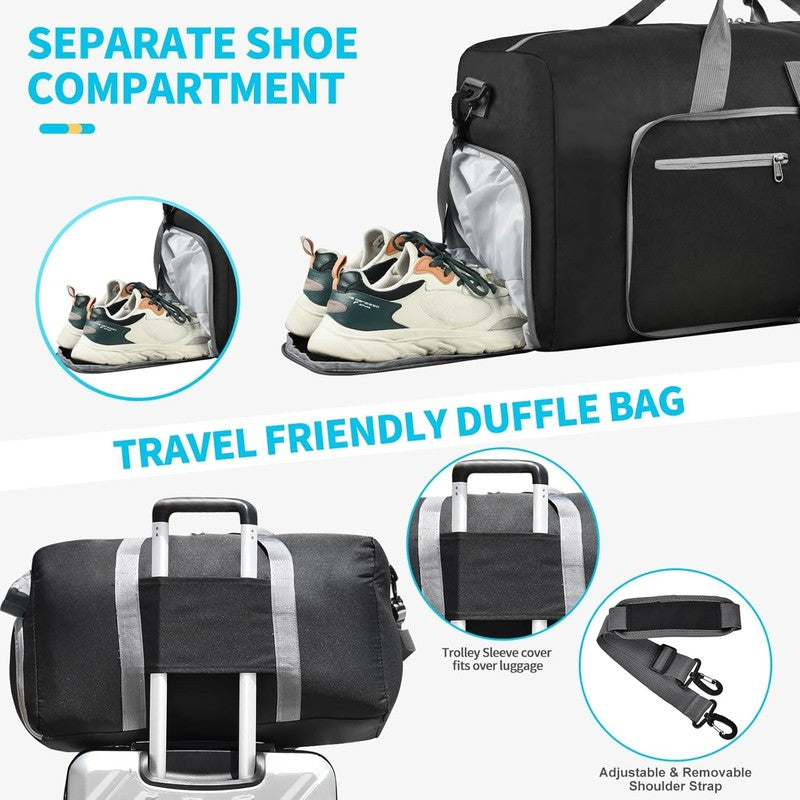 Duffle Bag Shoes Compartment Foldable Travel Waterproof Adjustable Strap Men4