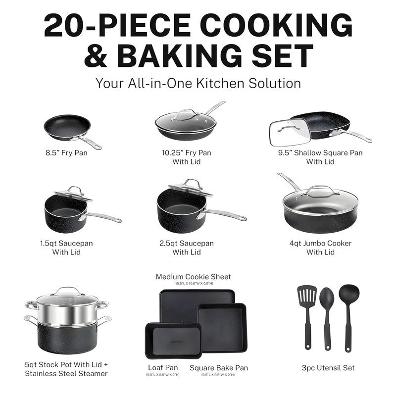 20-Piece Nonstick Pots & Pans Cookware Set – Oven Safe Kitchen Set with Utensils1