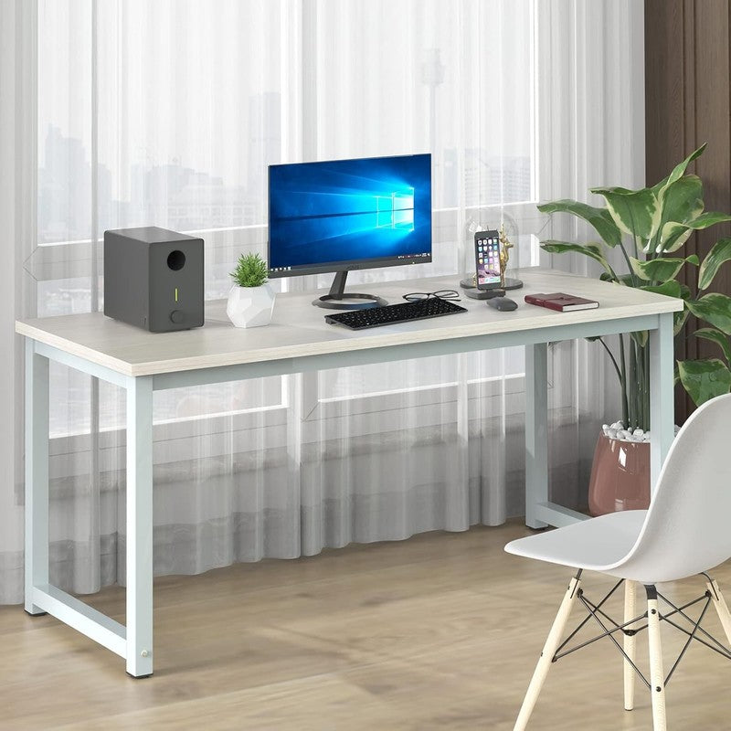 63'' Large 2 Person Office Desk Wide Computer Writing Desk White Oak2