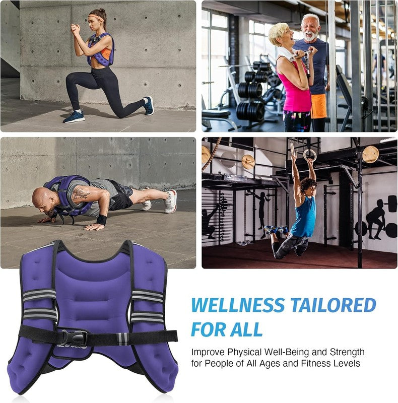 Weighted Vest 12Lb Reflective Stripe Workout Strength Training Fitness Violet5