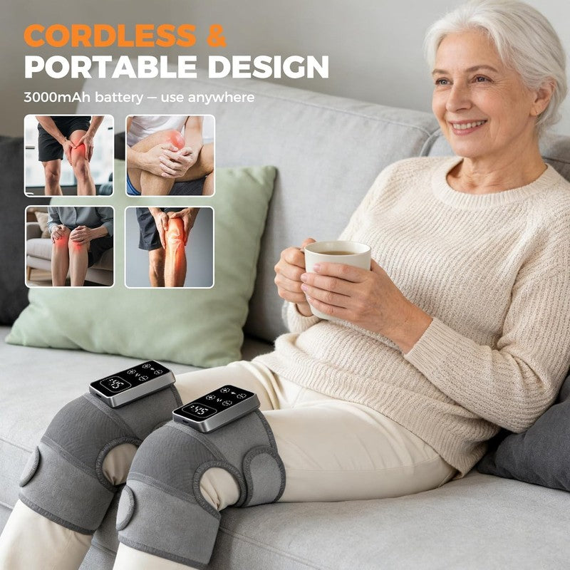 Cordless Knee Massager w/ Heat Electric Brace 5 Levels 3 Modes Pain Relief5
