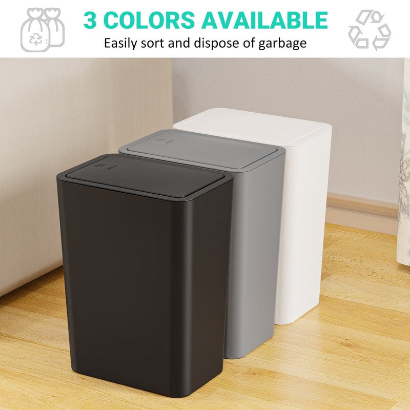 3-Pack Slim Trash Can with Lid, 10L for Home & Office - White, Black, Gray1