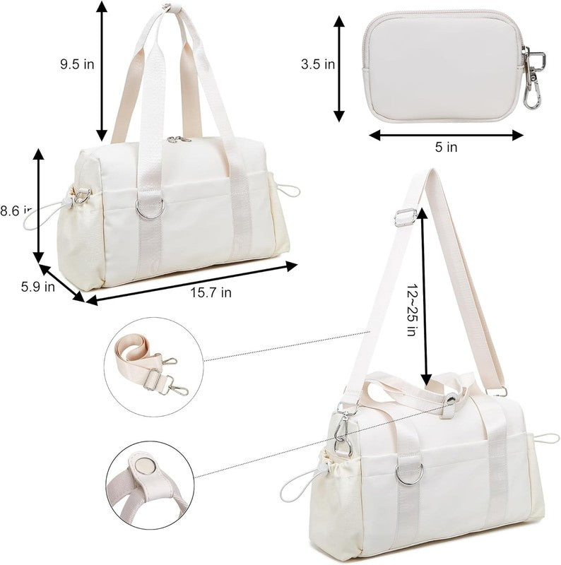 Everyday Mini Gym Bag Women 2.0 Tote Waterproof Travel Duffle Beige Coin Wallet5