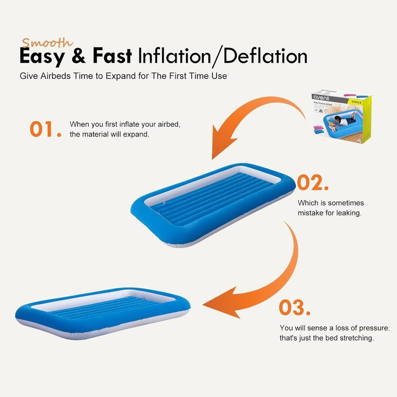 Kids Air Mattress Inflatable Toddler Travel Bed with Sides,Blue4