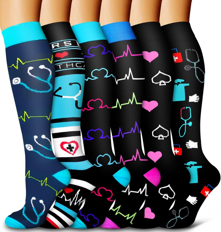 6 Pack Copper Compression Socks for Women and Men Circulation-Best Support for M7