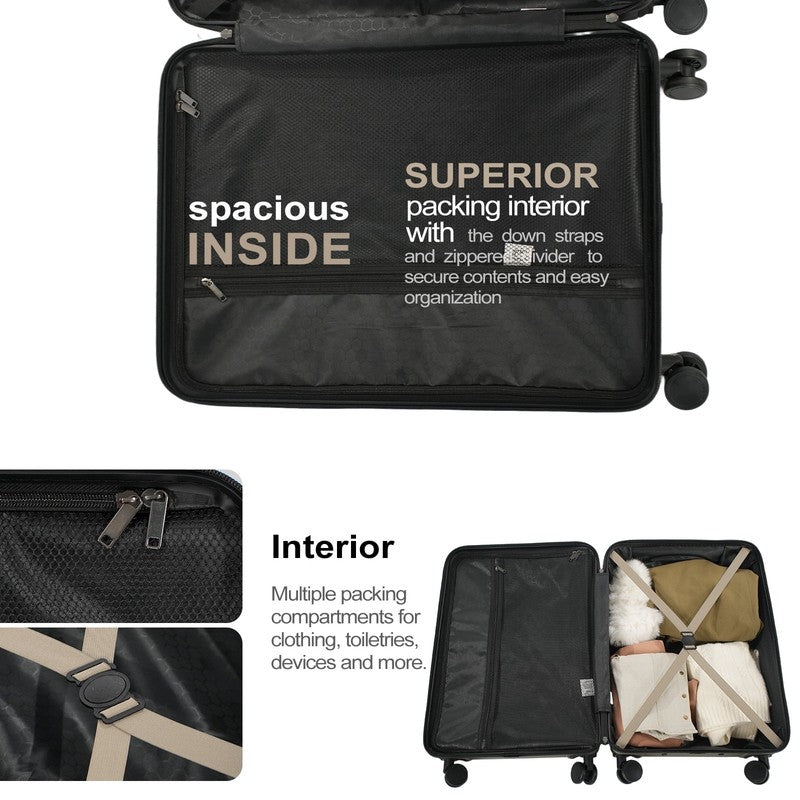 3 Piece Hardside Luggage Set Hardshell Lightweight Suitcase with TSA Lock Spinne2
