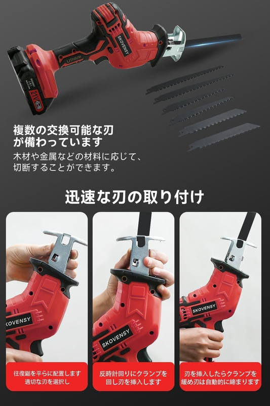 Cordless Reciprocating Saw, 2 X 2.0Ah Battery, Cordless Variable Speed5