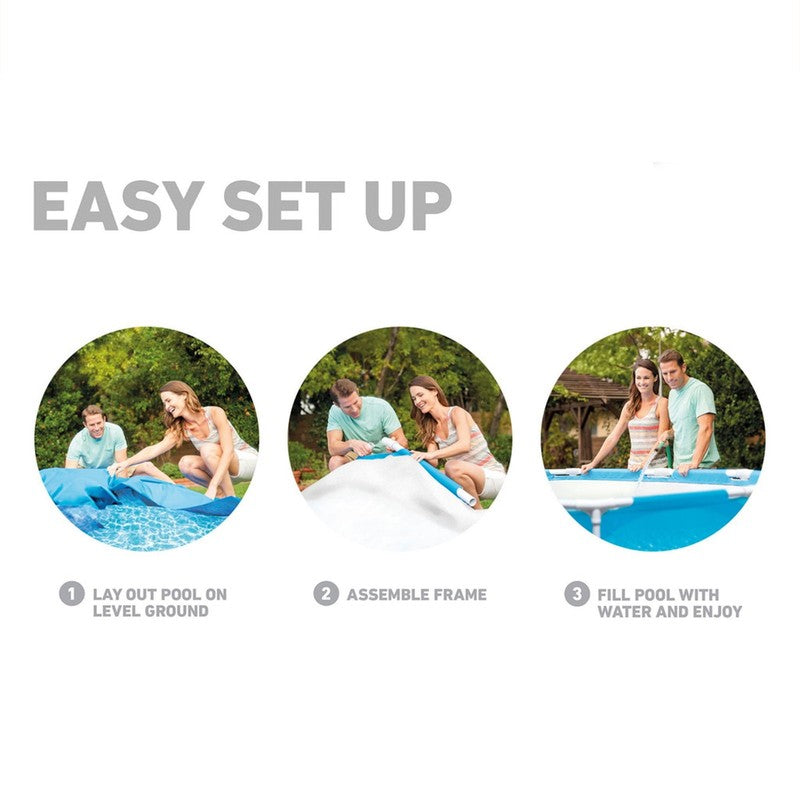 8ft Round Metal Frame Pool 20in Above Ground Swimming Pool Blue2