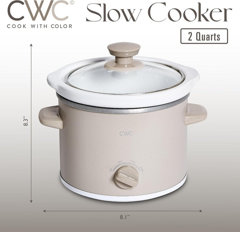 2Qt Mini Crock Pot Slow Cooker Removable Stoneware Sand2