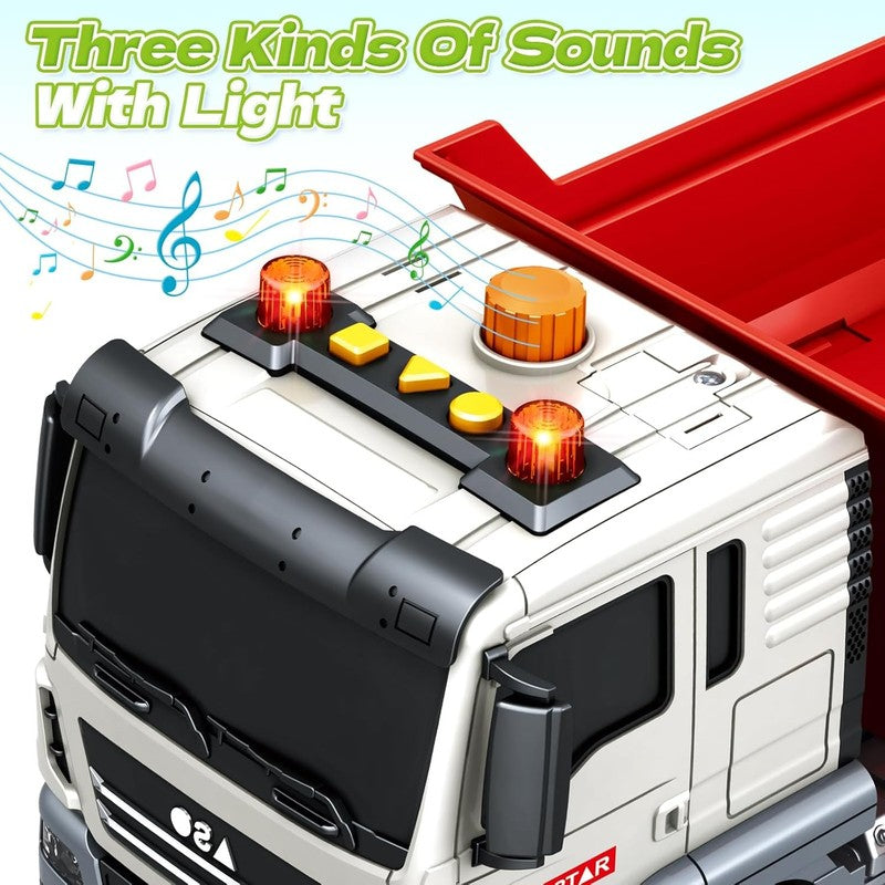 Dump Truck Toy with Sound and Light Red Construction Vehicle for Kids Ages 3 7 B2