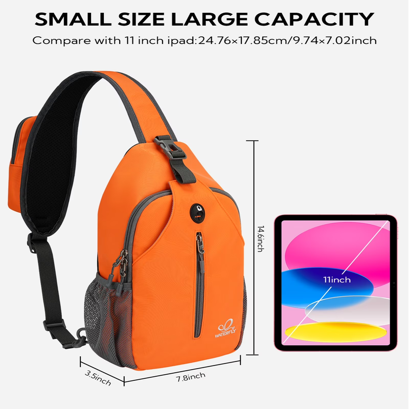 Unisex Hiking Travel Nylon Sling Bag Cross Body Shoulder Chest Bag,Orange5
